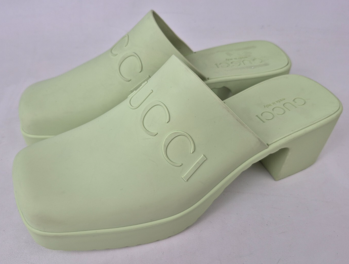 Gucci Women's Green Logo Rubber Clogs Mules Slip On Size 35 | eBay