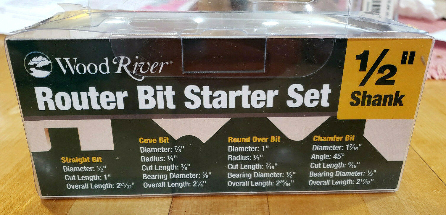 WoodRiver Router Bit Starter Set 1/2" Shank Set of 4 New in Original