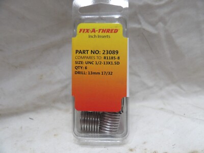 Fix-A-Thred Inserts #23089 Size:  UNC 1/2''-13x1.5D (Pkg of 6)