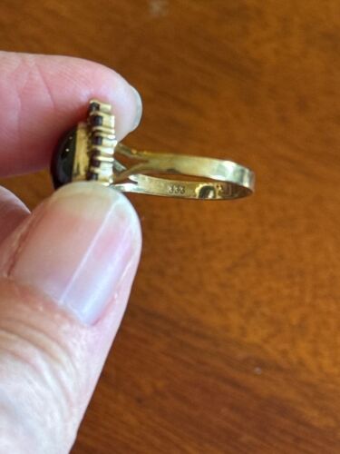 Anillo racimo granate cabujón oro 9K vintage - Imagen 3 de 7