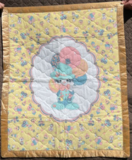 NEW Vintage Precious Moments Baby Blanket Comforter Clown  Balloons Satin Trim,