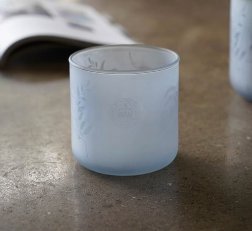 Kew Gardens Frosted glass plant pot - light blue in gift box Dia 11cm, H 11.5cm