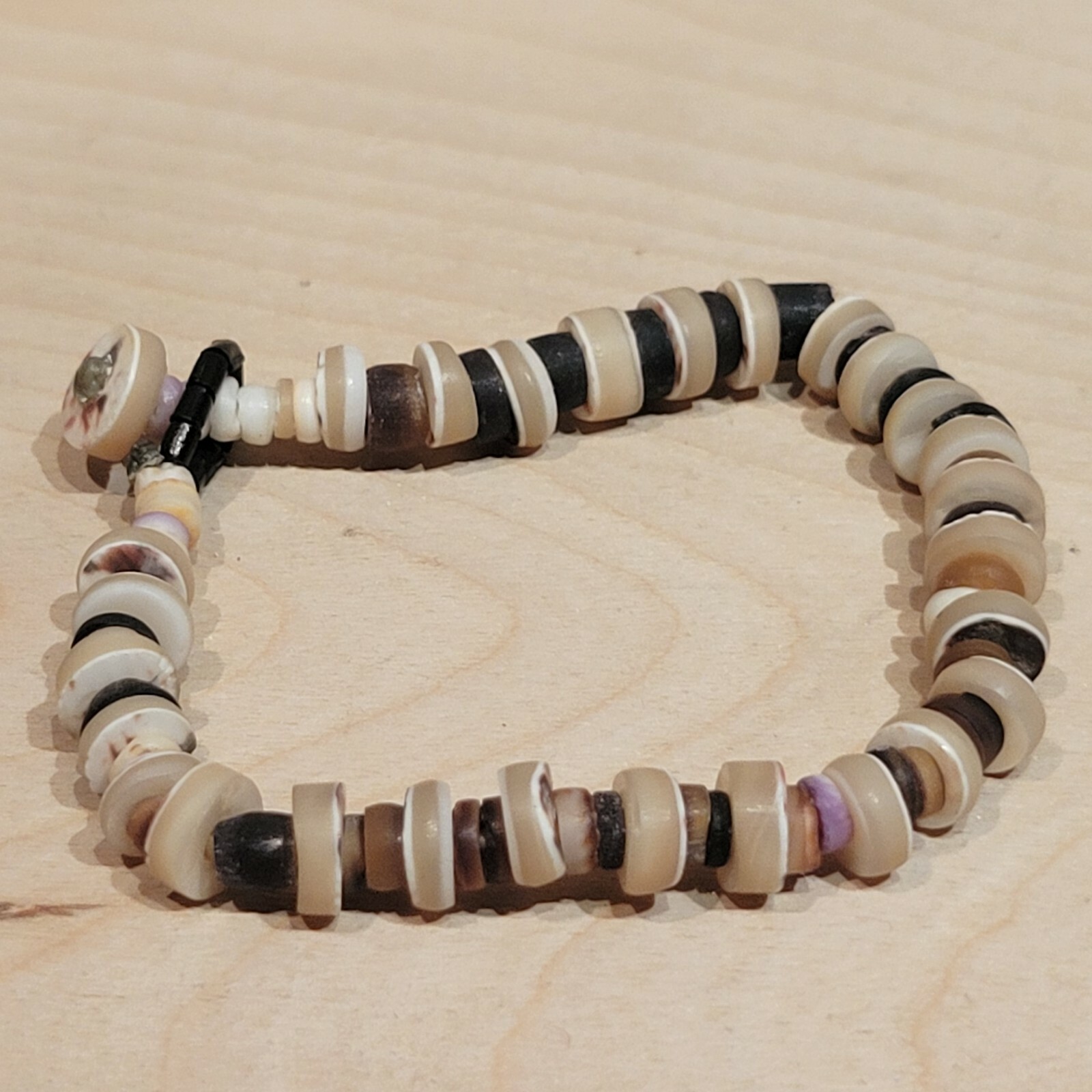 Shell Bead Bracelet Disc Handcrafted Artisan Folk… - image 10