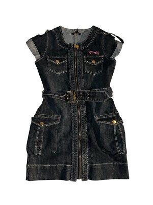 beyonce denim dress Beyoncé Dereon Denim Mini Dress With Belt Size Large 12/14