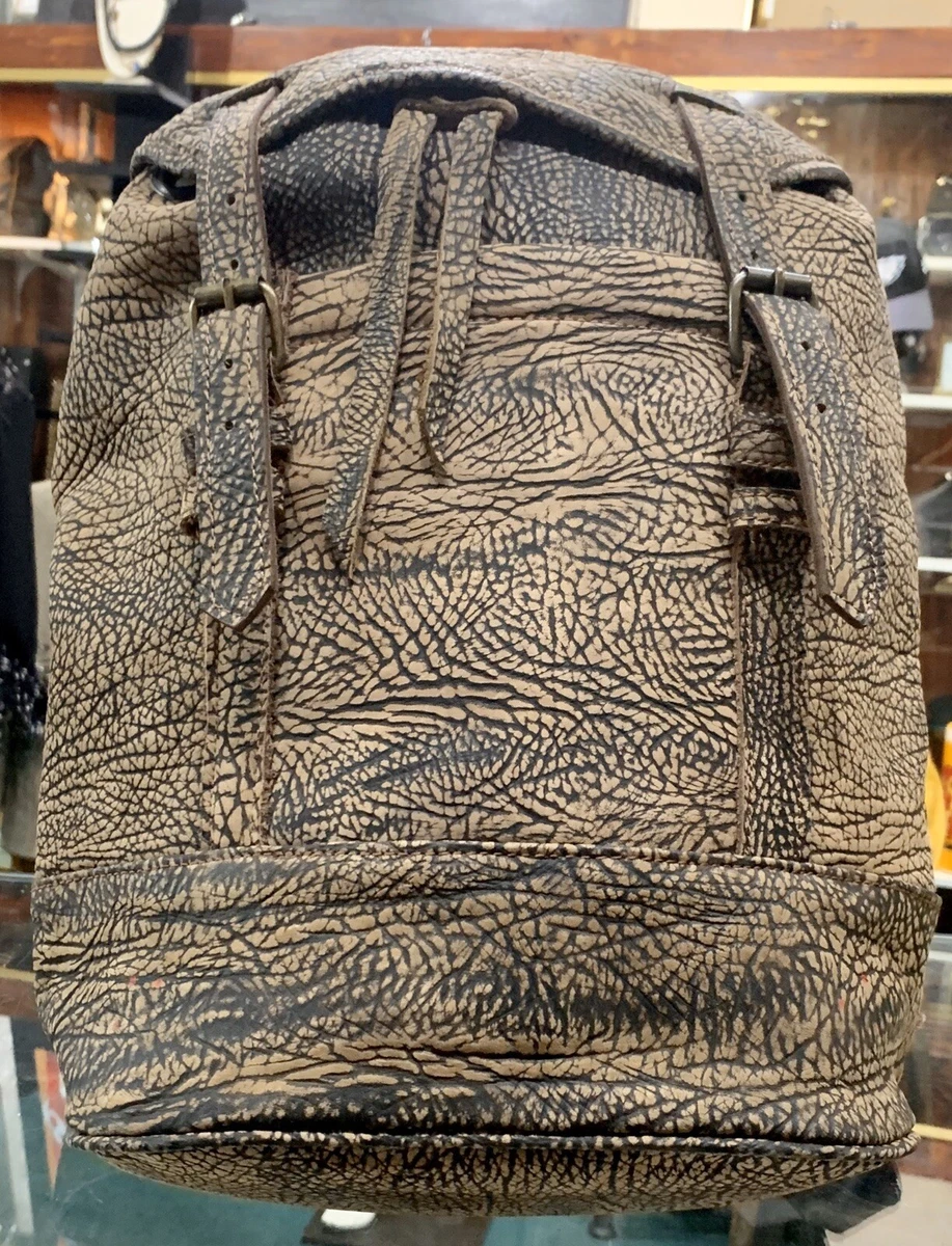Genuine Bison Leather Backpack with Buckle Strap Closure Sold
