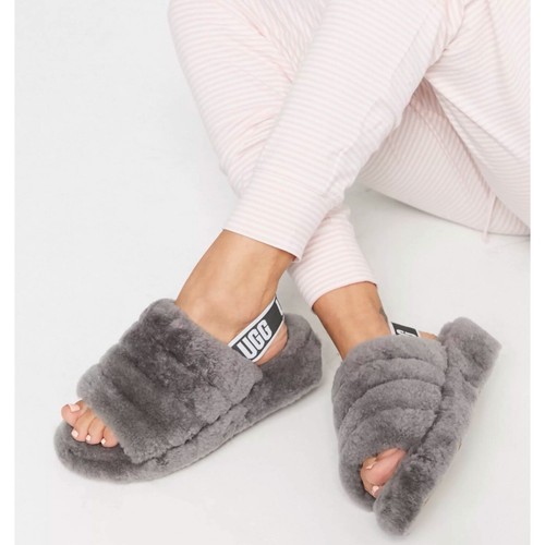 UGG fluff yea fuzzy platform slipper sandal ASH grey Sz U.S 5 u0026 9 | eBay