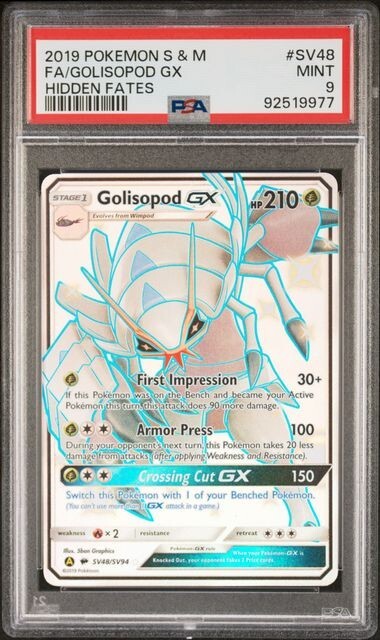 2019 Pokemon Sun & Moon Hidden Fates Golisopod GX SV48 PSA 9 MINT