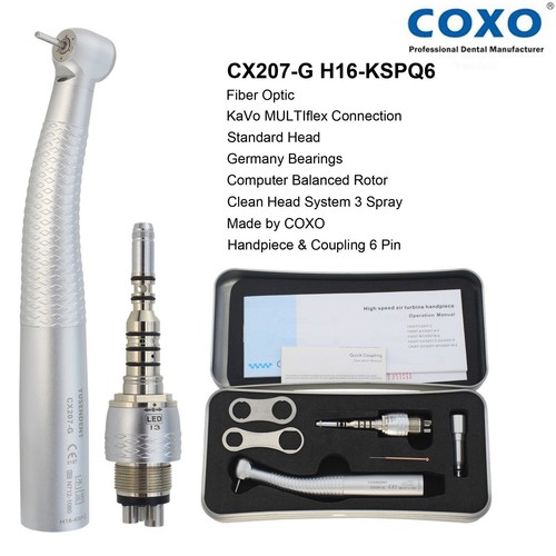 Pieza de mano de fibra óptica dental COXO CX207-G turbina para acoplamiento KAVO Sirona NSK - Imagen 7 de 281