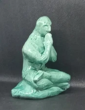 "Green Yoga" - Expensive Original Clay Sculpture. Hand made and glazed.