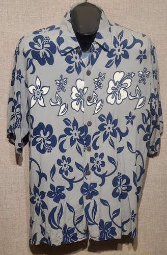 Hana Bay Mens Blue Floral Hawaiian Shirt Size Medium Short Sleeve - Picture 1 of 10