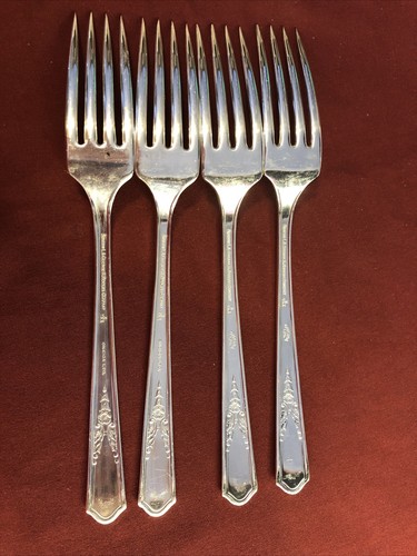 Jasmine 4 Dinner Forks Silverplate SL & GH Rogers Oneida Ltd Excellent! - 第 6/6 張圖片