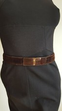 Prada Womens Velvet/Leather Skinny Belt,  Size 28/70 brown S-6