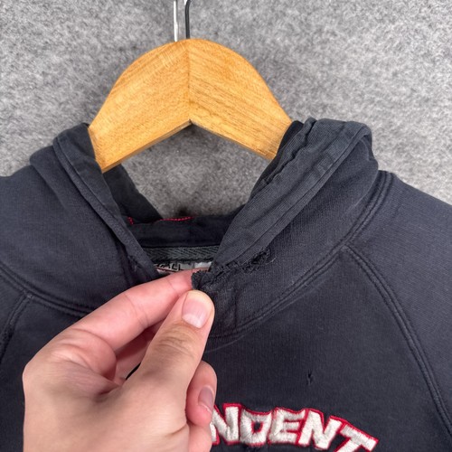 Vintage Independent Trucks Hoodie Youth Small Black Pullover Sweatshirt Thrashed - Picture 5 of 15