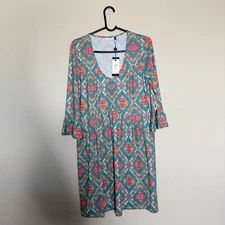 Cabana Life Womens Handkerchief Dress Large Blue UPF 50+ Vacation Resortwear NEW