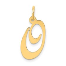 14K Yellow Gold Medium Fancy Script Initial O Charm