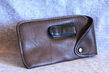 brown soft eyeglass sunglass case pocket clip metal snap free shipping