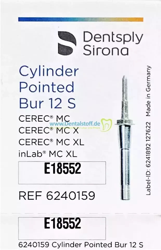Dentsply Sirona Bur for Cerec MCXL Cylinder Pointed 12s