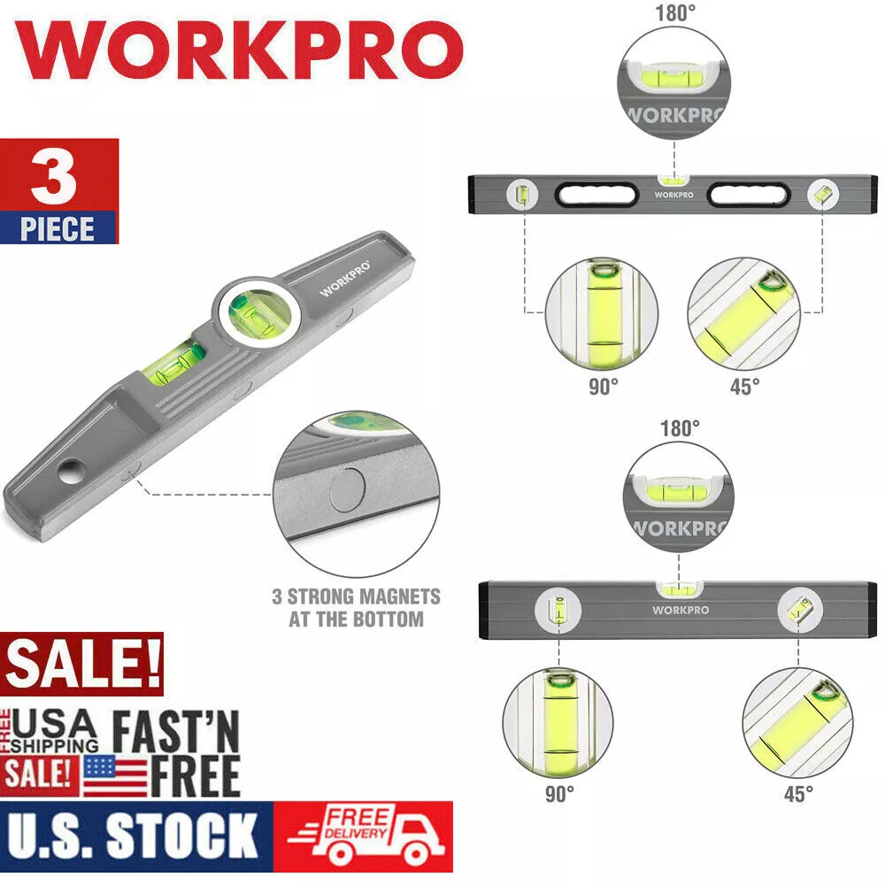 WORKPRO 3 PIECE Spirit Level Set 9