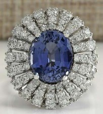 7.00TCW Light Blue Oval Sapphire With Shiny White CZ Cluster Fine Party Ring