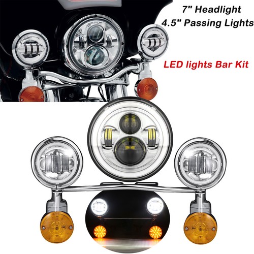 7" LED Headlight + Fog Passing Lights Bar For Honda Shadow Aero Ace Phantom VLX - Foto 2 di 12