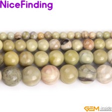 Green White Australia Jasper Natural Round Gemstone Beads For Jewelry Making 15"