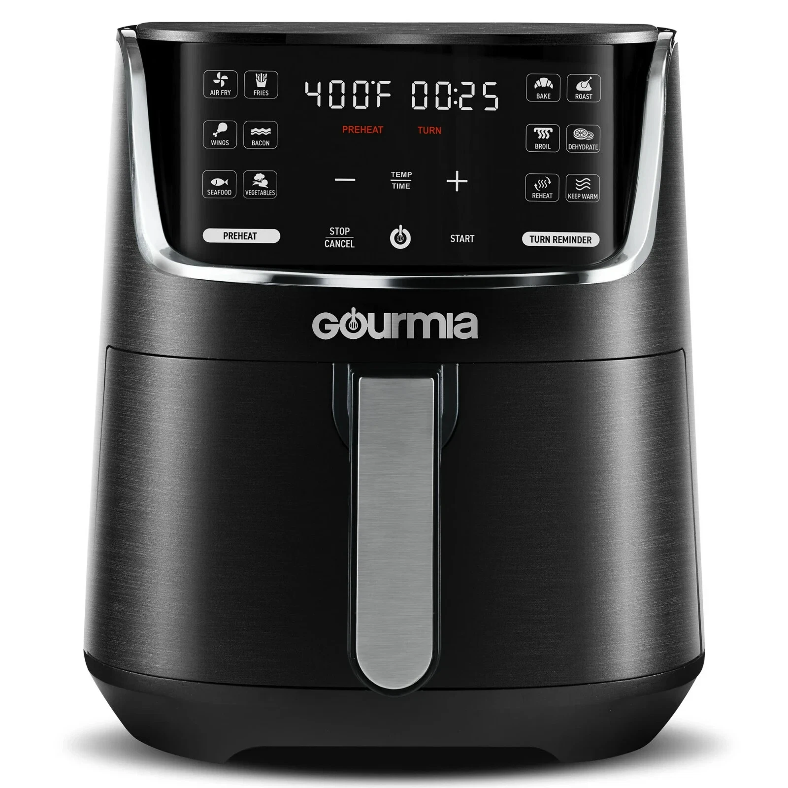 New Gourmia 1300W 4-Quart Digital Air Fryer, 12 One-Touch Presets, Black