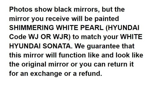 NEW WHITE Driver Side left Mirror fits 11-14 Hyundai Sonata Power Heated Signal - Picture 3 of 3