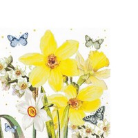 20 Kleine Cocktailservietten Watercolor Narcissus Narzissen Blumen Deko 25X25Cm