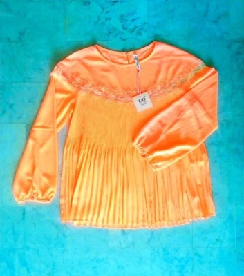 Blouse corail orange dentelle taille 40 (L) manches longues Golden Days - Photo 1/4
