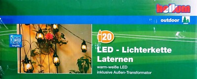 Hellum LED Lichterkette Laternen 20er warmweiß Außenlichterkette Party 310054