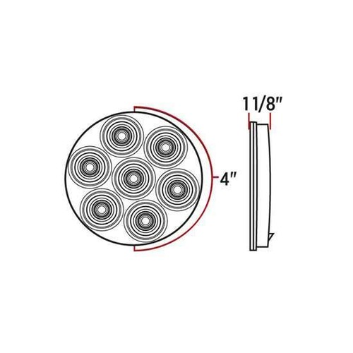 4 Inch Round 8 Diode Red LED Stop, Tail & Turn Light - Trux TLED-48CR - Picture 3 of 3