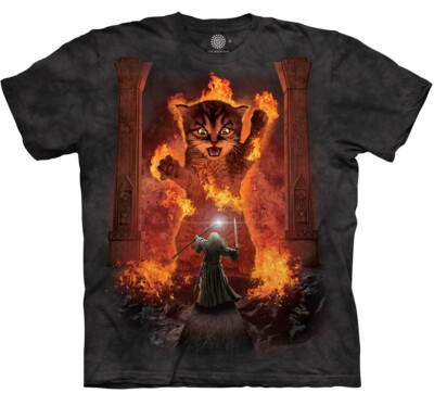 The Mountain Cat Gandalf You Shall Not Pass Fire Kitten Wizard Kitty Shirt S-2X