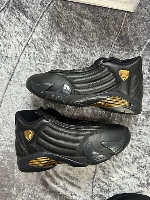 シューズ(男性用) Jordan14RetroDMPPack LastShot Black Gold Nike Air Jordan 14 Retro Gold Black Defining Moments 2017 Size