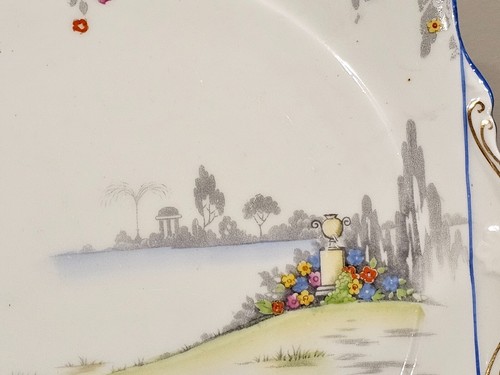 Antique Star Paragon Hand Painted Gainsborough 9 1/2" Tab Handled Cake Plate - Picture 9 of 14