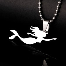 Stainless Steel Mermaid Sea Little Ariel Princess Doll Charm Pendant Necklace