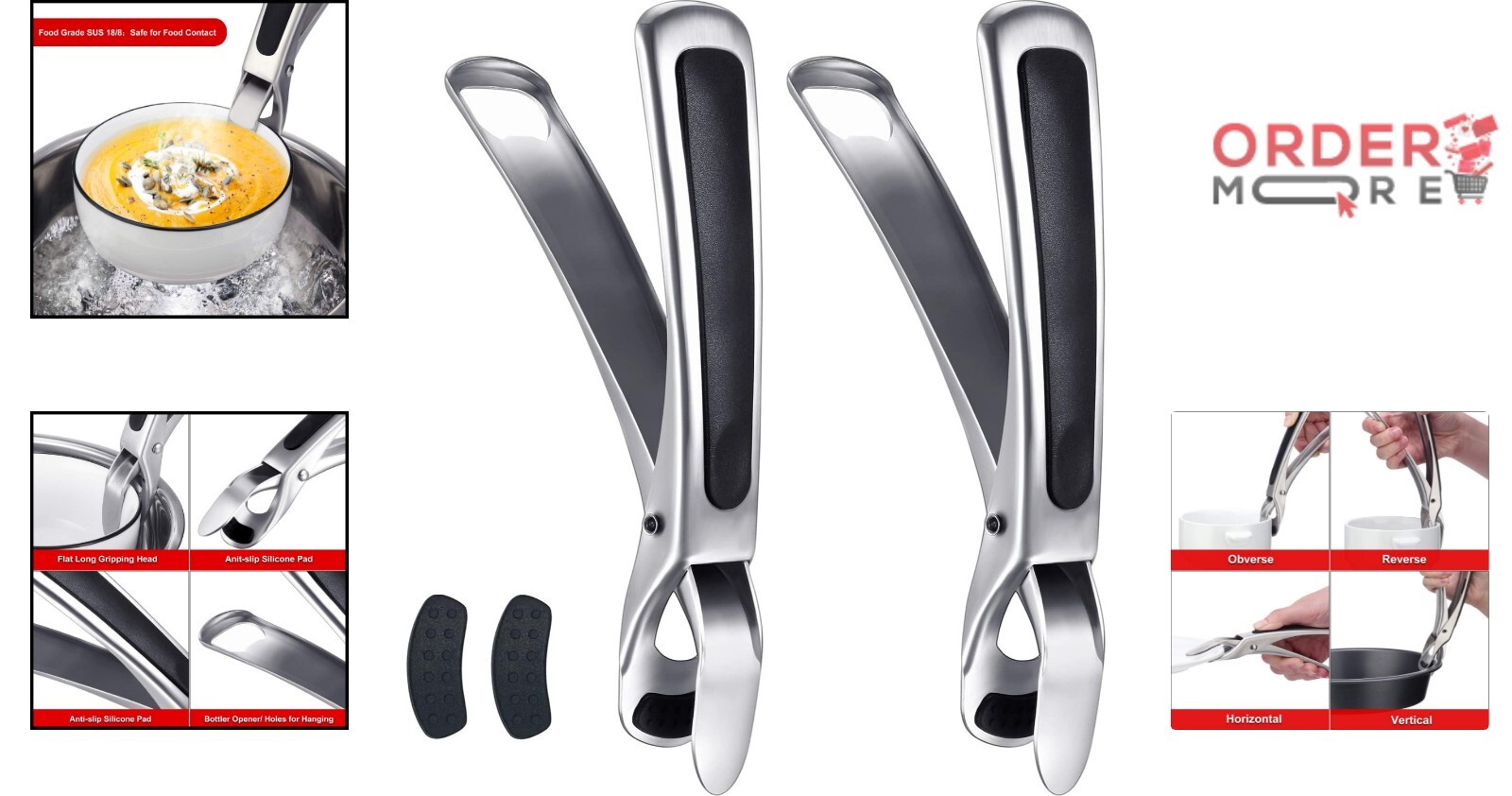 Plate Gripper Stainless Steel For Instant Pot Air Fryer Microwave Oven 2 Pack