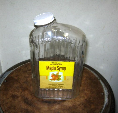 Frederick Morris Maple Syrup Bottle Vintage 1950s Anchor Hocking 1 Qt. w/Lid - Picture 1 of 4