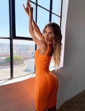 EVERLANE The Party Of One Mini Cotton Sleeveless Shift Tank Dress Orange X-Small