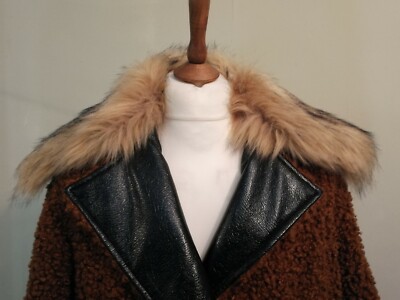 Diesel L ASC Oversized Teddy Coat Detachable Wolf Faux Fur Collar 