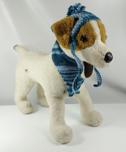 Jack Russell Terrier Stuffed Animal Dog Crochet Hat & Bandanna 17" Tall