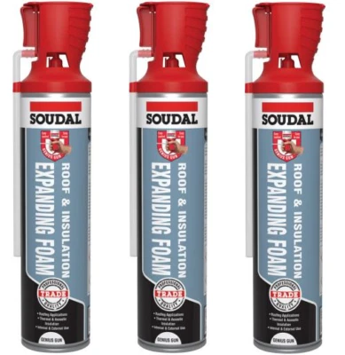Soudal Roof & Insulation Expanding Foam Genius 600ml x 3