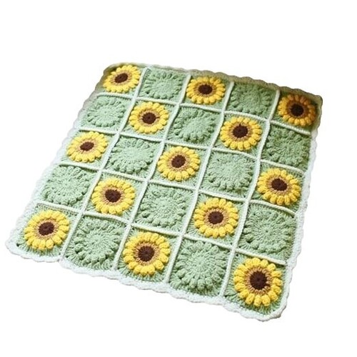 Vintage Crocheted Granny Square Flower Garden Afghan Throw Blanket