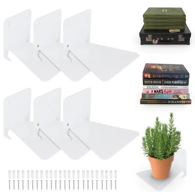 RealPlus 6 Floating Bookshelf Iron Invisible Floating Book Shelves Wall Mounted