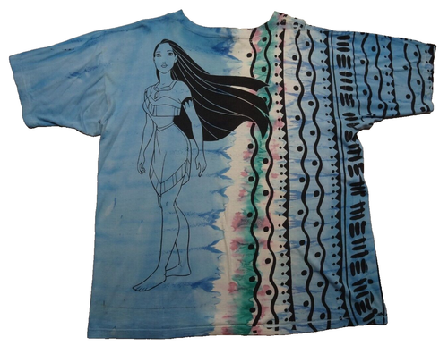 T-shirt The Disney Store XXL Pocahontas tie-dye stampa all over anni 90 vintage made USA - Foto 2 di 15