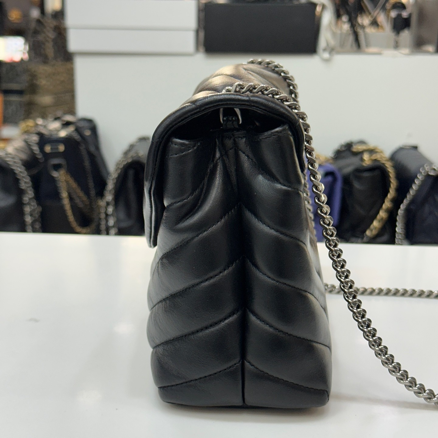 Saint Laurent Lulu Mattrasse piccolo nero argento 487218 134041864