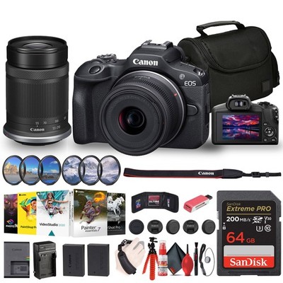 Canon EOS R100 Mirrorless Camera with 18-45mm and 55-210mm Lenses Kit + Filters