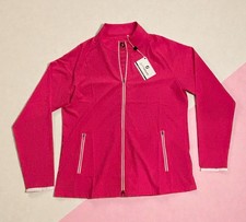 FootJoy FJ Full Zip Golf Jacket Lightweight Woven Logo PINK Large Womens
