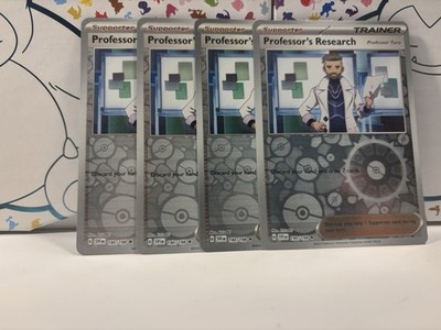 4x Professor s Research (Playset) 190/198- NM Condition- reverse foil