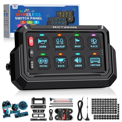 MICTUNING P1s-AC 8 Gang Wireless RGB Switch Panel,Aluminum Multifunction Panel