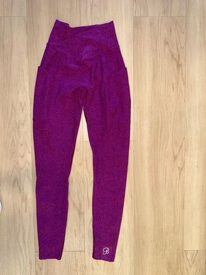 Bombshell Sportswear Heathered Purple Crossover V-Waist Pocket Leggings XS